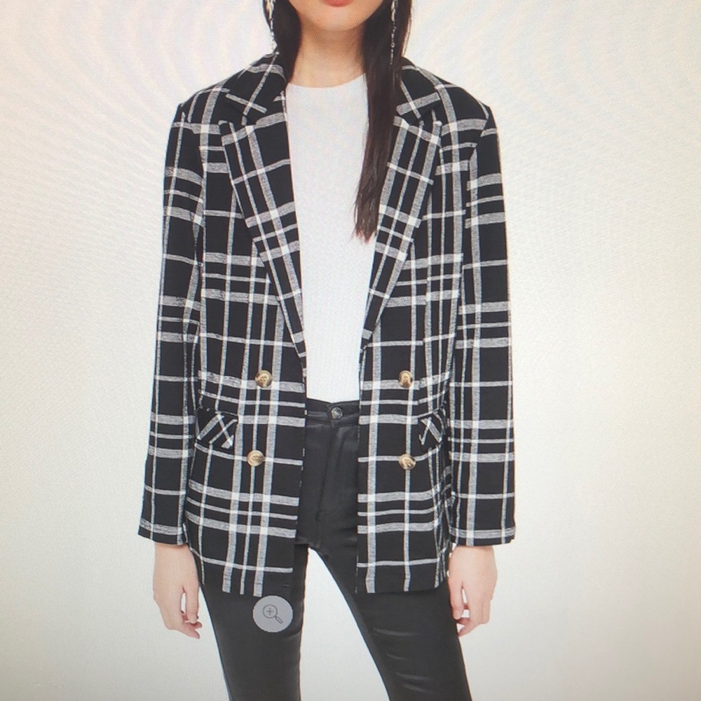 Club Monaco Double Breasted Check Jacket
